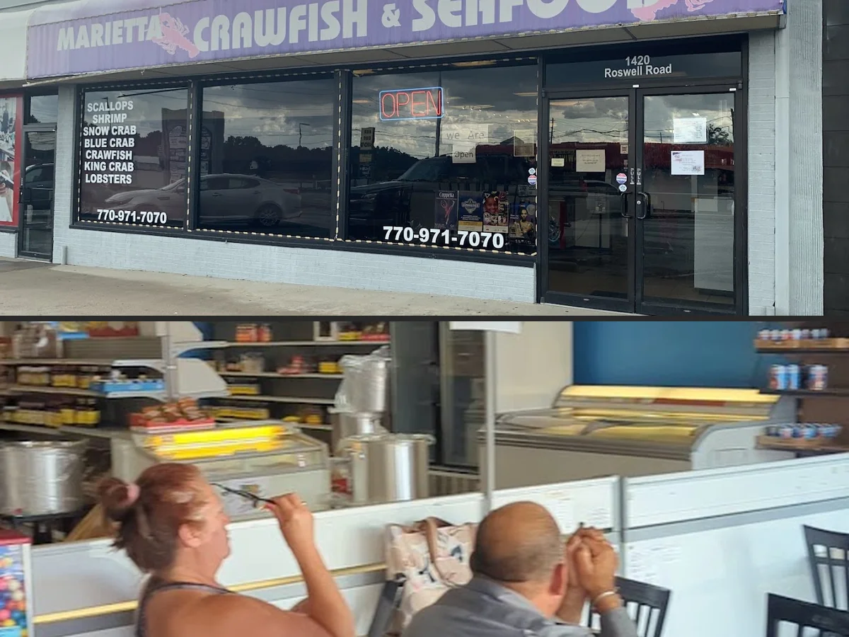 Boiled crawfish and Cajun seafood on a casual counter.